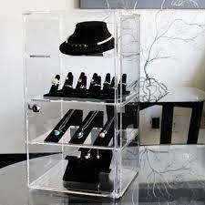 Ikee Design Acrylic Lockable 4 Tiers Showcase Jewelry Display Case Jewelry Display Case Jewellery Display Display Case