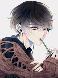 Guy Drinking With Straw Art Portrait Anime Cute Anime Boy Dark Anime Handsome Anime