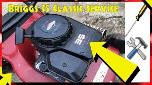 Rotary lawnmower manufacturers select the governed top speed of the engine based on the length and design of the cutter all rotary lawnmowers should be checked for conformance to the usa standard safety oil fill oil drain briggs & stratton corp. How To Service A Briggs And Stratton 35 Classic Petrol Lawnmower Engine Youtube