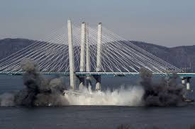 Cuomo bridge is located in tarrytown. Old Tappan Zee Bridge Plunges Into The Hudson River In Spectacular Controlled Explosion Abc News