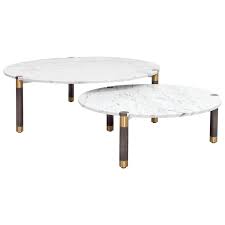 The cocktail table, end table, and sofa table are constructed of chrome metal bases and 12 mm monroe 48 in. Nova Round Marble Coffee Table Set Of Two By Avram Rusu Studio Marble Coffee Table Set Marble Coffee Table Marble Round Coffee Table