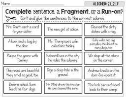 Complete Fragment Run On Sentence Sort Run On Sentences Sentences Sentence Activities