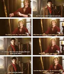 I Am The King Of Camelot I Do Not Have To Answer To The Likes Of You Merlin Merlin Funny Merlin And Arthur