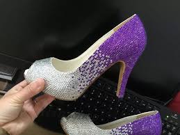 Purple Wedding Shoes Violet Crystals Fading To Silver Bling Bridal Shoes Heels Open Toe Prom Shoes Bridal Heels Pe Purple Wedding Shoes Bridal Heels Prom Shoes