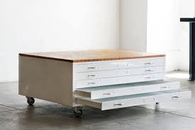 Vintage Flat File Coffee Table In High Gloss White With Reclaimed Wood Special Order Flat Files Reclaimed Wood Table Top Reclaimed Wood Table