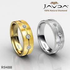 3 Stone Diamond Men S Half Wedding Band Matt Finish Ring 14k White Yellow Gold Mens Diamond Wedding Bands Diamond Wedding Bands Diamond Bands