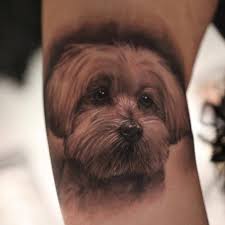 A dog illustrated with moon. 37 Nice Dog Tattoos