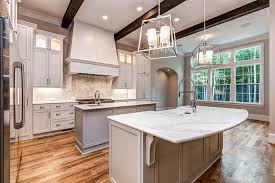Kitchen 2 Islands Custom Hood Painted Cabinets Prep Island 12 Ft Ceilings Exposed Beams Kitchen Design Kitchen Ceiling Kitchen