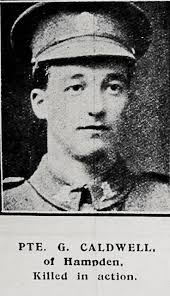 Pte G Caldwell of Hampden, killed in action
