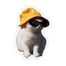 Cat In Bucket Hat And Sunglasses Sticker By Angelslover In 2021 Cool Stickers Preppy Stickers Meme Stickers