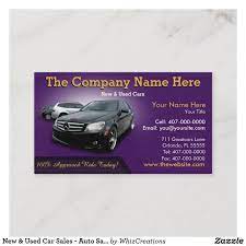 New Used Car Sales - Auto Sales Double Sided Business Card Zazzlecom Double Sided Business Cards Cars For Sale Used Cars
