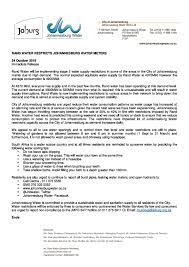 Rand water invites applicants to apply for chartered accountant internship/graduates programme for 2019 intake. Johannesburg Water On Twitter Media Statement Rand Water Restricts Johannesburg Water Meters Nn