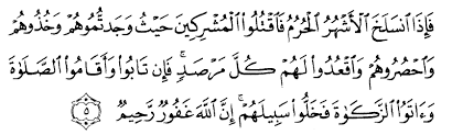 Di antara 114 surat dalam alquran, keutamaan membaca 5 surat ini perlu kamu ketahui. Tulisan Arab Alquran Surat At Taubah Ayat 5