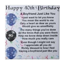 Happy 40th Birthday Message To My Husband Boyfriend Poem 40th Birthday Tile Zazzle Co Uk 40th Birthday Wishes 40th Birthday Poems Birthday Wishes For Son