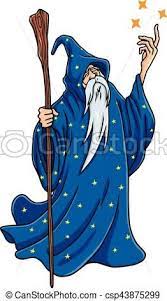 Wizard Cartoon With Blue And Stars Clothes Character Design Mascot Vector Illustration Character Design Wizard Drawings Cartoon Drawings