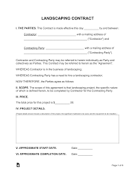 Free Printable Landscaping Contract Template
