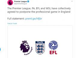 Confira os resultados dos jogos e acompanhe a tabela do campeonato inglês, confira ao vivo as partidas no estadão.tudo sobre. Premier League Anuncia Paralisacao Do Campeonato Ingles Bem Parana