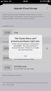 My credit score had recently jumped 70 points and upgrade gave me a $2,000 signature loan in around 15 minutes and the funds in my checking account the next business day. I Get This Error Whenever I Try To Upgrade My Icloud Storage My Card Should Work It Has Money On It And Apple Pay Works However I Can T Buy The Upgrade Tried
