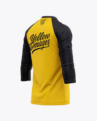 Download Men S Raglan 3 4 Length Sleeve T Shirt Mockup Back Half Side View In Apparel Mockups On Yellow Images Object Mockups