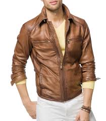 Handmade Men S Tan Brown Men S Leather Biker Jacket Men S Pocket Fashion Jacket Leather Jacket Men Fitted Biker Jacket Men S Leather Jacket
