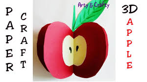 Here you should create the basic outline of this fruit, and place it on the piece of paper. 3d Apple 3d Paper Craft Craft For Kids Easy Craft For Kids 3d Apple Craft Ideas For Kids Papercraft Youtube