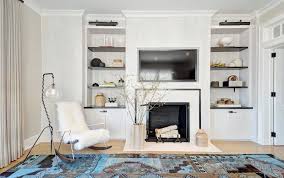 Living Modern Cu Semineu Si Rafturi Albe Bookcase Design Home Living Room New York