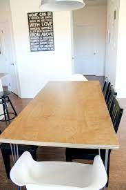 Each piece is slotted to accept another piece and it can accommodate. Plywood Hair Pin Leg Dining Table