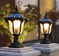 WXHJRM Outdoor Pillar Lamp European Style Solar Column Light ...