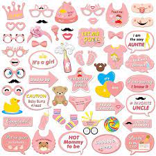 It S A Girl Photo Booth Prop 53count Baby Shower Pink Lovely Baby Bottle Masks Photobooth Props With Sticks For Baby Shower Accessories Newborn Girl Gift Pa Girl Baby Shower Decorations
