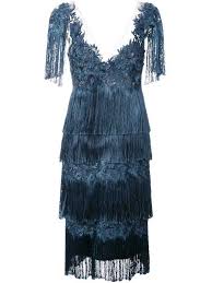 Marchesa Notte 775 Navy Blue Embroidered Fringed Midi Dress Plus Size Uk 20 Fashion Clothing Shoe Midi Dress Plus Size Fringe Dress Designer Outfits Woman