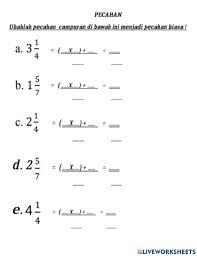 Ubahlah menjadi pecahan biasa tanpa menggunakan kalkulator pecahan campuran online. Actividad De Mengubah Pecahan