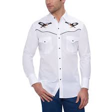Ely Cattleman Long Sleeve Western Shirt With Eagle Embroidery