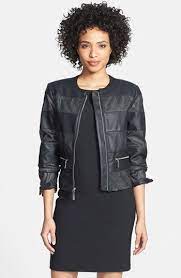Vince Camuto Collarless Perforated Stripe Faux Leather Jacket Available At Nordstrom Faux Leather Jackets Collarless Styled Shot