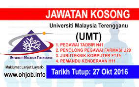 Jawatan Kosong Universiti Malaysia Terengganu Umt 27 Oktober 2016 Kerja Kosong Universiti Malaysia Terengganu Umt Permohon Malaysia Terengganu Oktober
