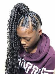 Leave the lower hair into messy curls for added perfection. Pin On Stitch Braids