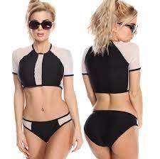Black And White Mesh Swim Set From Trendyish Short Sleeve Cropped Top Swimsuits Summer Wear