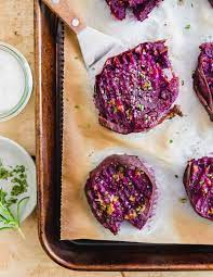 Roasted Stokes Purple Sweet Potato Recipe Smashed Purple Potatoes Recipe Purple Potato Recipes Sweet Potato Recipes Purple Sweet Potatoes