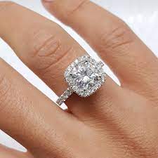 A hallmark of betrothal, diamond engagement rings have been exchanged since the 15th century. Celeste Moissanite Diamonds Ring 14k White Gold Cushion Halo Engag Best Brilliance