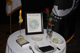 Below is the accompanying speech that describes the items on the table and an explanation of the meaning of each item. 1st Msc Hosts Annual Military Ball