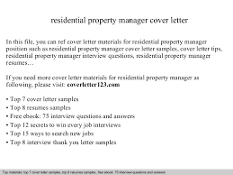 Residential Property Manager Cover Letter