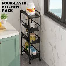 I really can't recommend using wooden slides: Locaupin 4 Layer Metal Trolley Kitchen Sliding Drawer Narrow Type Insert To Cabinet Or Fridge Gap Shopee Philippines