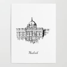The Royal Palace In Madrid Spain Drawing With Black Pen In Front Of The Monument Illustration Madrid Madrid Cordoba Spain Black Pen Drawing