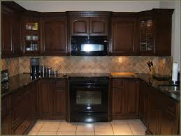 Walnut Kitchen Cabinets With Black Appliances Brown Kitchen Cabinets Black Appliances Kitchen Brown Kitchens