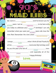 Happy Birthday Games For Adults 90 S Birthday Party Mad Libs Game Printable Diy Party Etsy In 2020 40th Birthday Party Games Diy Party Games 90th Birthday Parties