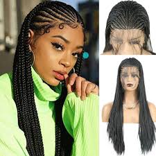 Amazon.com : SIMBEAUTY 180% Density Black Box Braided Wigs Pre Plucked  Braids Lace Front Wigs for Black Women with Baby Hair Glueless Micro Braids  Synthetic African Replacement Hair (26inches-middle part)… : Beauty