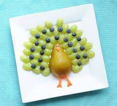 Turkey Made From A Pear Grapes And Blueberries Fun Kids Food Kid Friendly Snack Thanksgiving Fruit