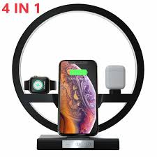 Magnetic charging dock lets you charge your apple watch in a flat position, or on its when docked on its side, your watch automatically goes into nightstand mode, so you can also use it as it charges all apple watch models and sizes. 4 In 1 Qi Fast Wireless Charger Dock Station For Airpods Iphone 11 Pro Max Apple Watch 1 2 3 4 5 Charging Dock Holder Led Lamp Wireless Chargers Aliexpress