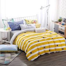Unusual Metallic Gold Black White And Red Rugby Stripe And Bee Print Cute Funny Animal Themed 100 Cotton T Bedroom Black King Size Bedding Sets Yellow Bedding
