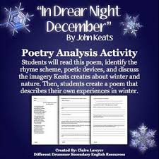 John Keats In Drear Night December Winter Activity Teaching Poetry Teaching High School English Poetry Analysis Activities
