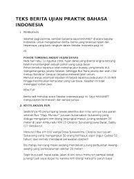 Check spelling or type a new query. Teks Berita Ujian Praktik Bahasa Indonesia